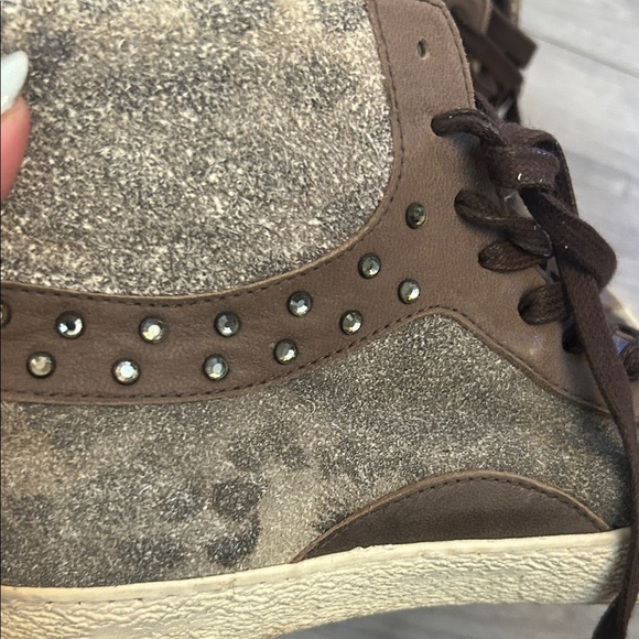 D.A.T.E Premium Sneakers Brand Brown High-Top Women's Sneakers - Picture 2 of 9